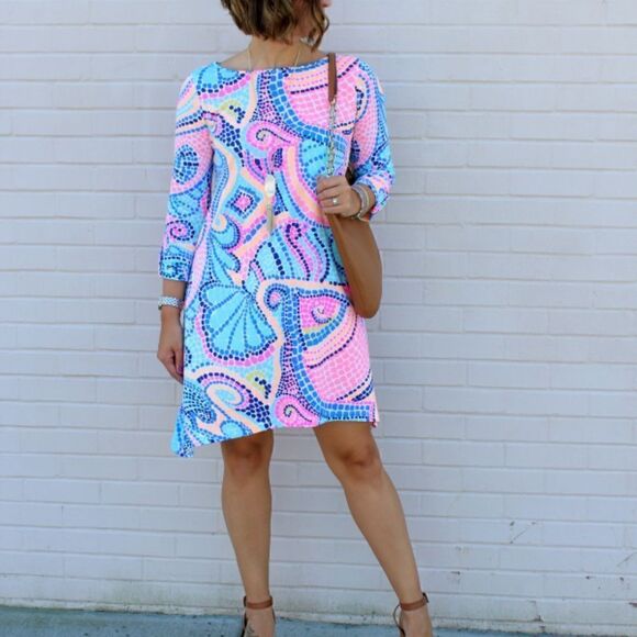 NWOT Lilly Pulitzer Edna Swing Dress in Tile Wave Size XS - Picture 2 of 5